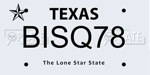 BISQ78 Texas License Plate