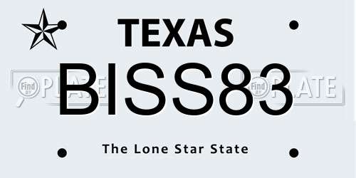 BISS83 Texas License Plate