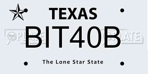 BIT40B Texas License Plate