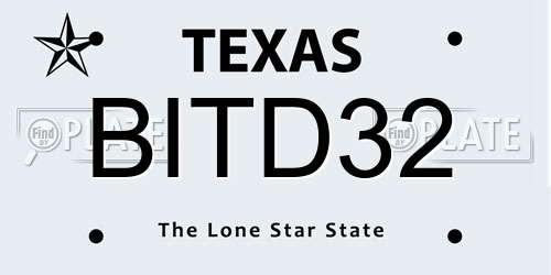 BITD32 Texas License Plate