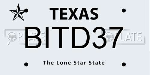 BITD37 Texas License Plate