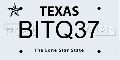 BITQ37 Texas License Plate
