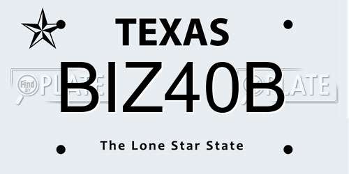 BIZ40B Texas License Plate