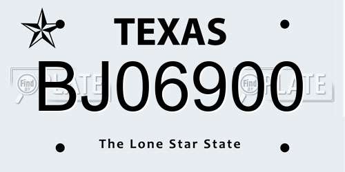 BJ06900 Texas License Plate