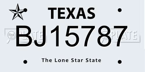 BJ15787 Texas License Plate