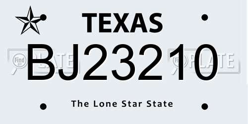 BJ23210 Texas License Plate