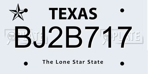 BJ2B717 Texas License Plate
