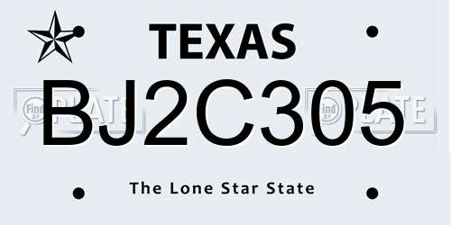 BJ2C305 Texas License Plate