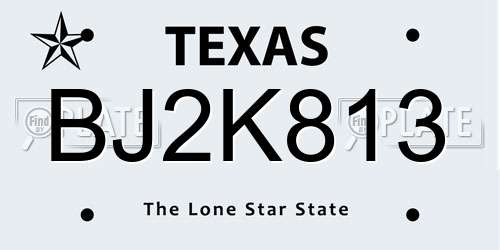 BJ2K813 Texas License Plate