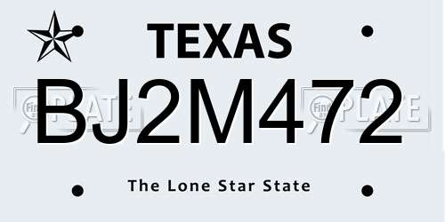 BJ2M472 Texas License Plate