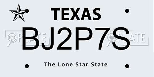 BJ2P7S Texas License Plate