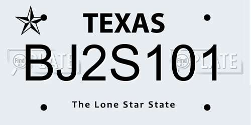 BJ2S101 Texas License Plate