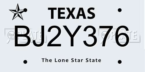 BJ2Y376 Texas License Plate