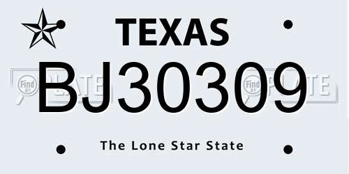 BJ30309 Texas License Plate