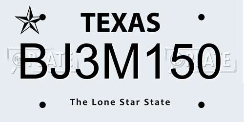 BJ3M150 Texas License Plate