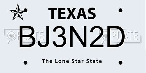 BJ3N2D Texas License Plate