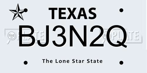 BJ3N2Q Texas License Plate