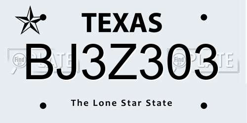 BJ3Z303 Texas License Plate