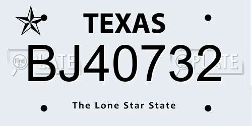 BJ40732 Texas License Plate