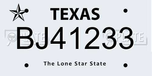 BJ41233 Texas License Plate