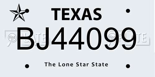 BJ44099 Texas License Plate