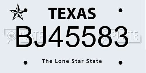 BJ45583 Texas License Plate