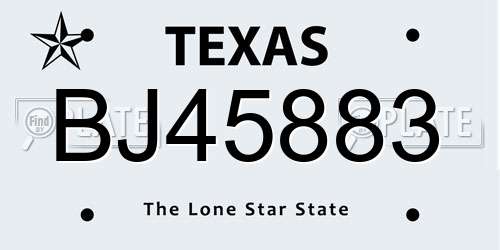 BJ45883 Texas License Plate