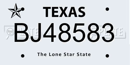 BJ48583 Texas License Plate