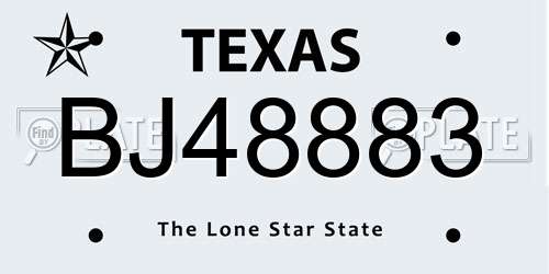 BJ48883 Texas License Plate