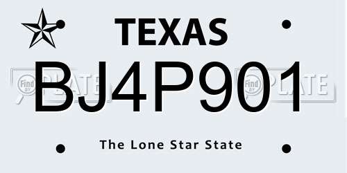 BJ4P901 Texas License Plate