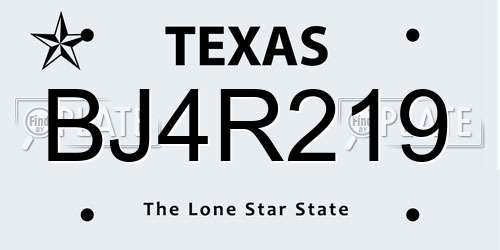 BJ4R219 Texas License Plate