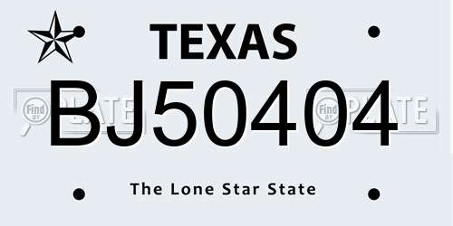 BJ50404 Texas License Plate