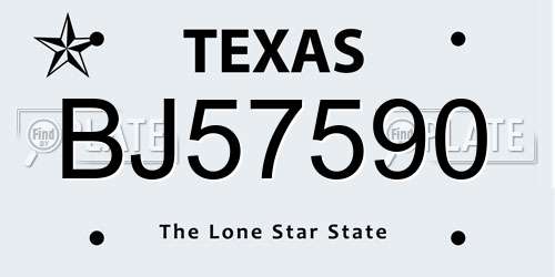 BJ57590 Texas License Plate