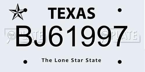 BJ61997 Texas License Plate