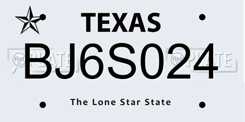 BJ6S024 Texas License Plate