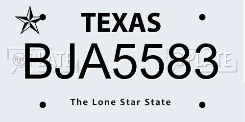 BJA5583 Texas License Plate