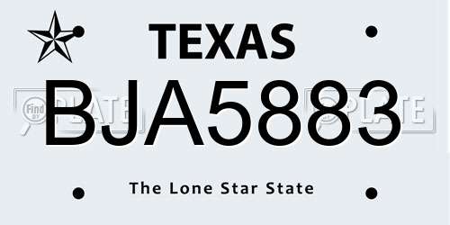 BJA5883 Texas License Plate