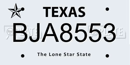 BJA8553 Texas License Plate