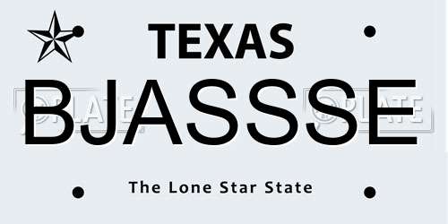 BJASSSE Texas License Plate