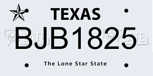 BJB1825 Texas License Plate