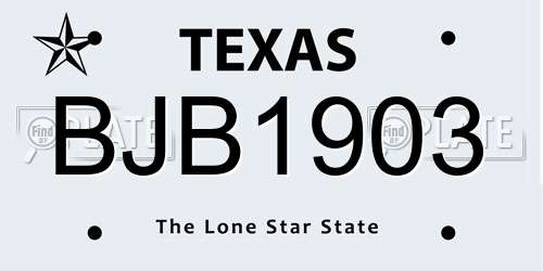BJB1903 Texas License Plate