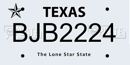 BJB2224 Texas License Plate