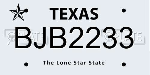 BJB2233 Texas License Plate