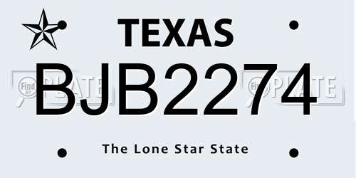 BJB2274 Texas License Plate