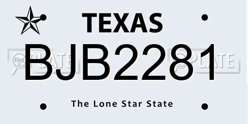BJB2281 Texas License Plate