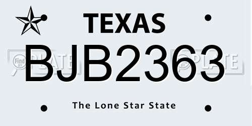BJB2363 Texas License Plate