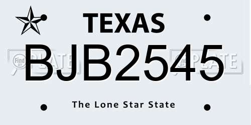 BJB2545 Texas License Plate