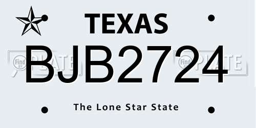BJB2724 Texas License Plate