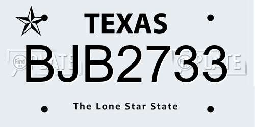 BJB2733 Texas License Plate