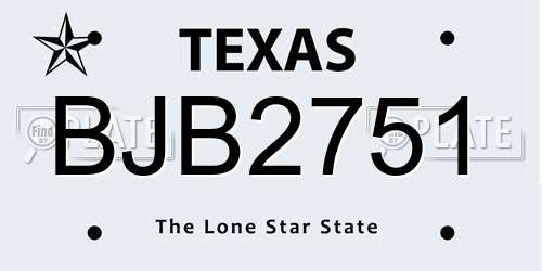 BJB2751 Texas License Plate
